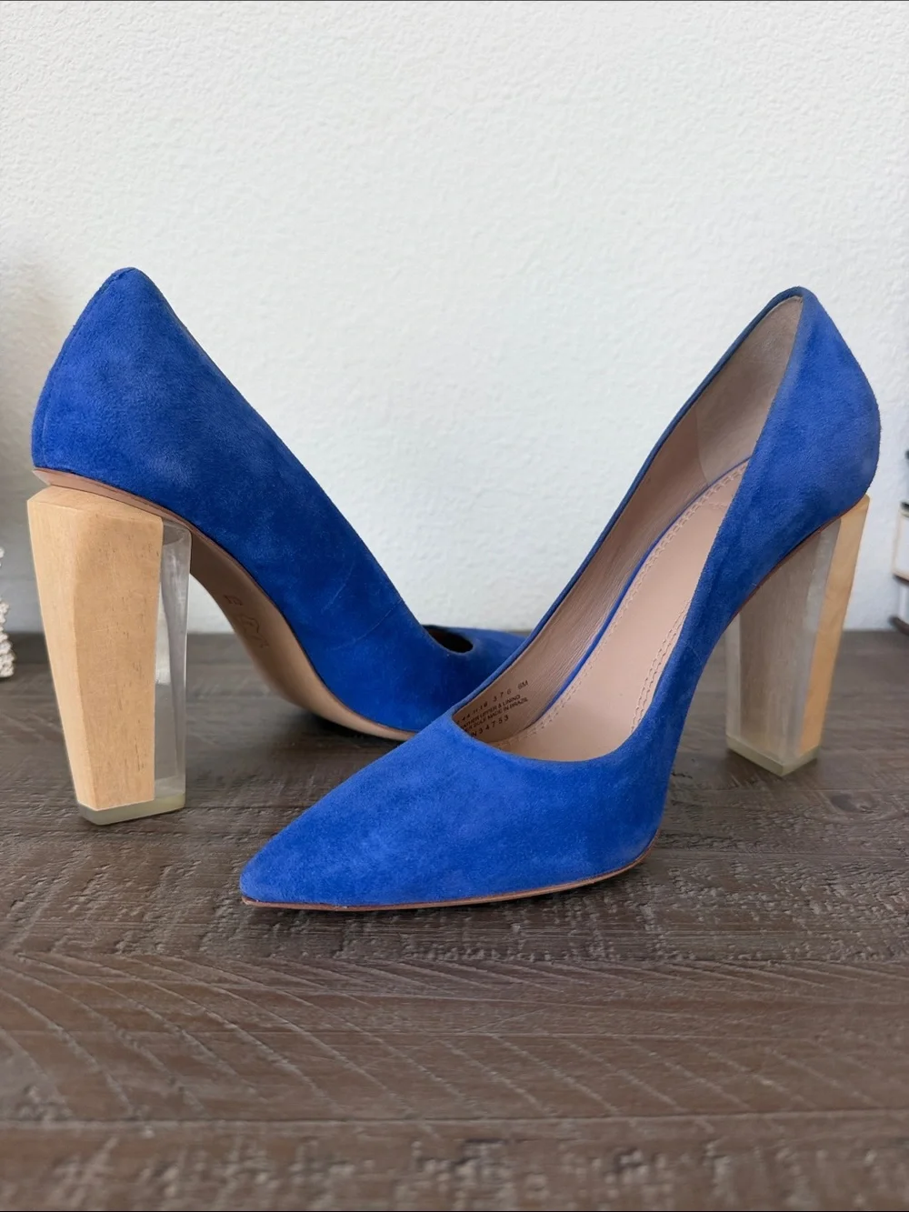Tory Burch Cobalt Blue Suede Pointed-Toe Pumps with Block Heel